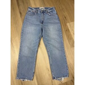 Abercrombie & Fitch Curve Love Ankle Straight Jeans 4/27 Ultra High Rise Raw Hem